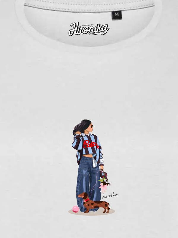 T-Shirt donna Lady 2.0 con una ragazza e un cane – TW092 - immagine 2