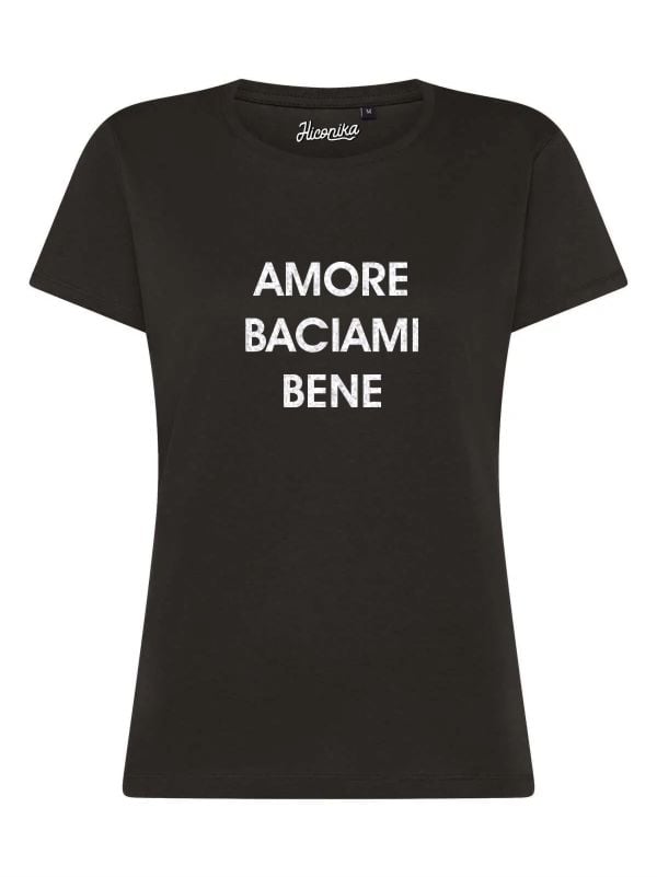T-Shirt donna Lady 2.0 con la scritta “amore baciami bene” in glitter – TW098 - immagine 4
