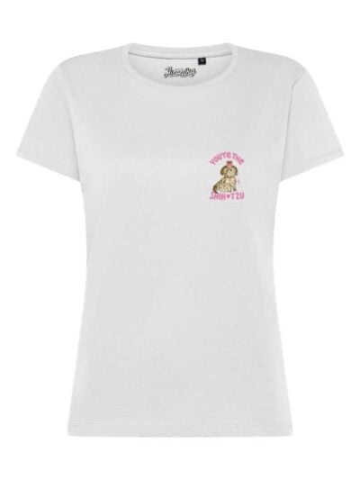 T-Shirt donna Lady 2.0 con un cane e la scritta “You're the shihtzu” lato cuore – TW073