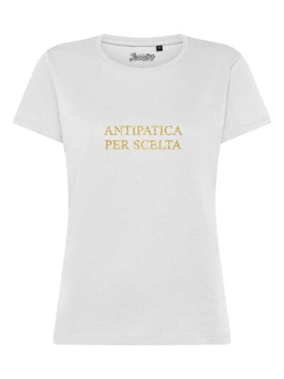 T-Shirt donna Lady 2.0 con la scritta “Antipatica per scelta” in glitter – TW076