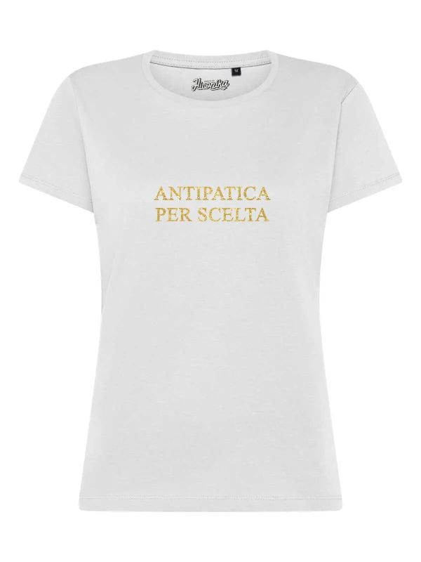 T-Shirt donna Lady 2.0 con la scritta “Antipatica per scelta” in glitter – TW076