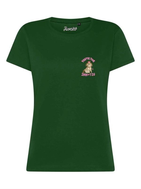 T-Shirt donna Lady 2.0 con un cane e la scritta “You're the shihtzu” lato cuore – TW073 - immagine 4