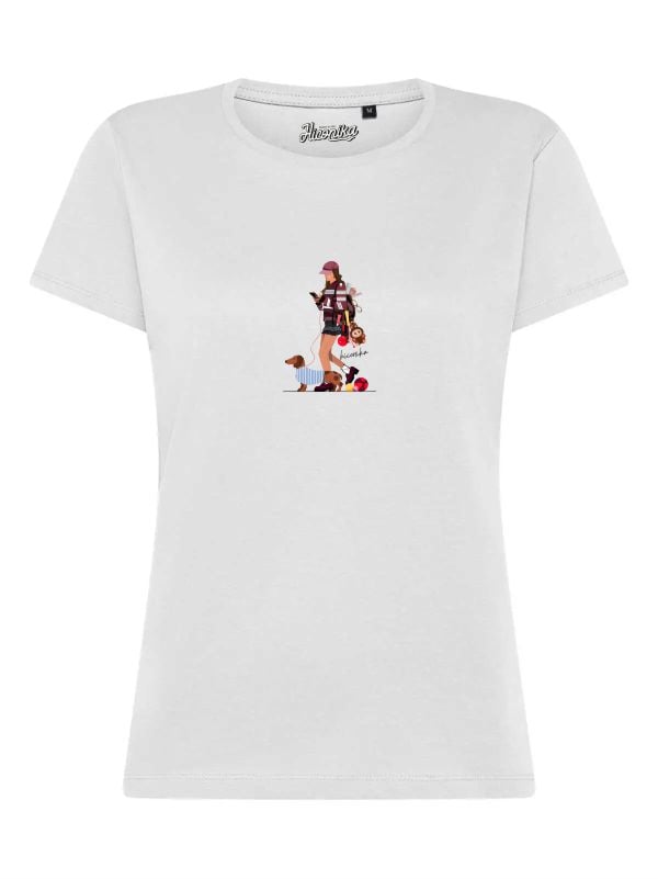 T-Shirt donna Lady 2.0 con una ragazza e un cane – TW082