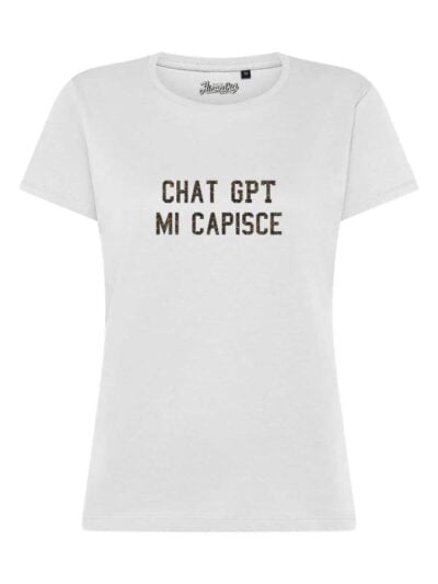 T-Shirt donna Lady 2.0 con la scritta “Chat gpt mi capisce” in glitter – TW085