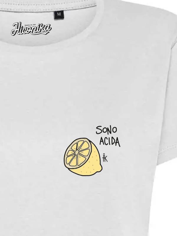 T-Shirt donna Lady 2.0 con un limone e la scritta “sono acida” lato cuore – TW088 - immagine 2
