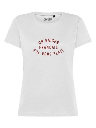 T-Shirt donna Lady 2.0 con la scritta “un baiser français s'il vous plait” in patch a rilievo – TW090
