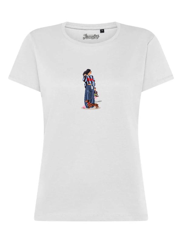 T-Shirt donna Lady 2.0 con una ragazza e un cane – TW092