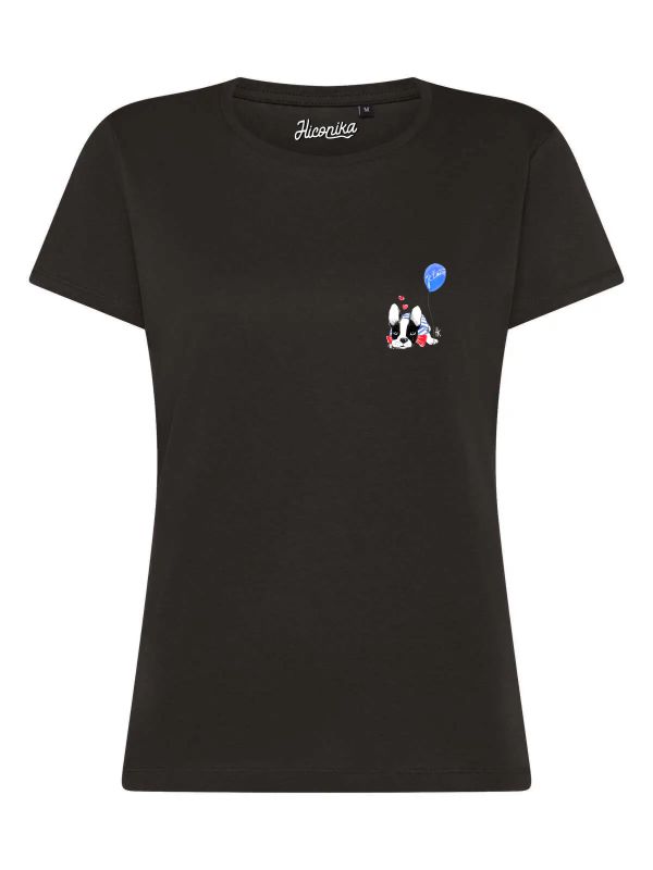 T-Shirt donna Lady 2.0 con un bulldog francese e un palloncino lato cuore – TW093 - immagine 5