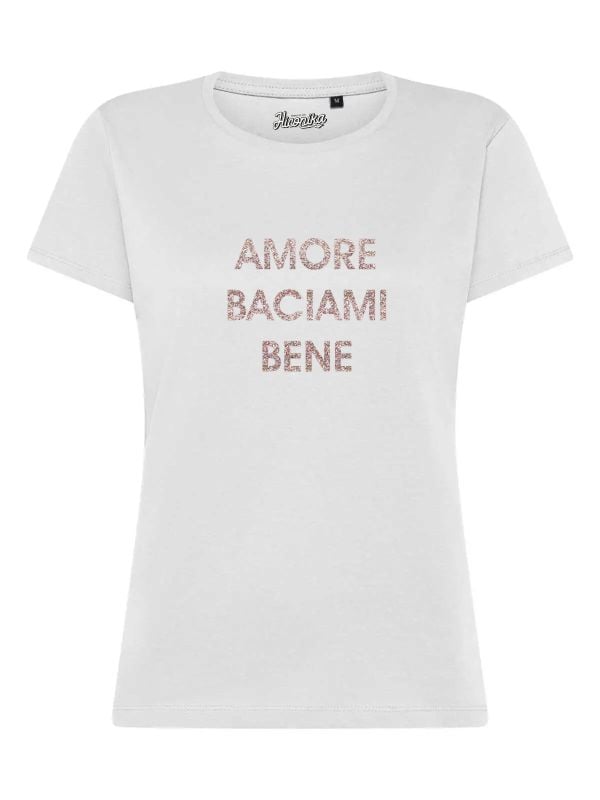T-Shirt donna Lady 2.0 con la scritta “amore baciami bene” in glitter – TW098