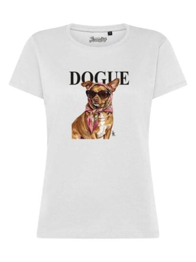 T-Shirt donna Lady 2.0 con un cane fashion e la scritta “dogue” – TW099