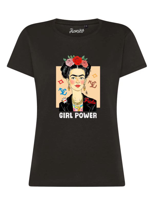 T-Shirt donna Lady 2.0 con Frida Khalo e la scritta “Girl Power” in glitter – TW095 - immagine 4
