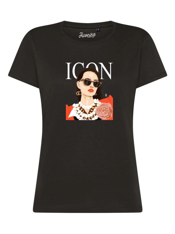 T-Shirt donna Lady 2.0 con una ragazza e la scritta “icon” – TW097 - immagine 4