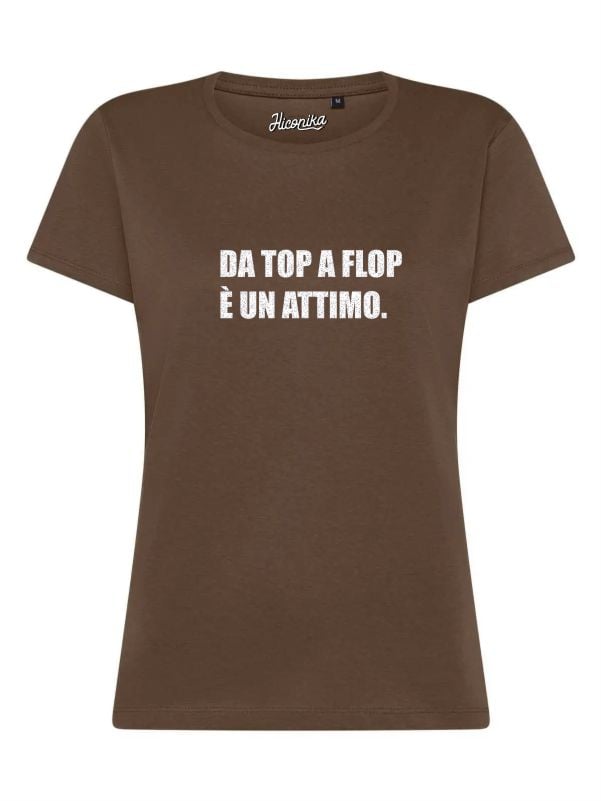 T-Shirt donna Lady 2.0 con la scritta “da top a flop” in glitter – TW075 - immagine 3