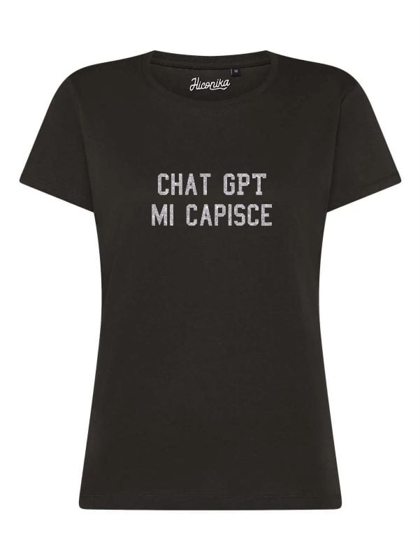 T-Shirt donna Lady 2.0 con la scritta “Chat gpt mi capisce” in glitter – TW085 - immagine 4
