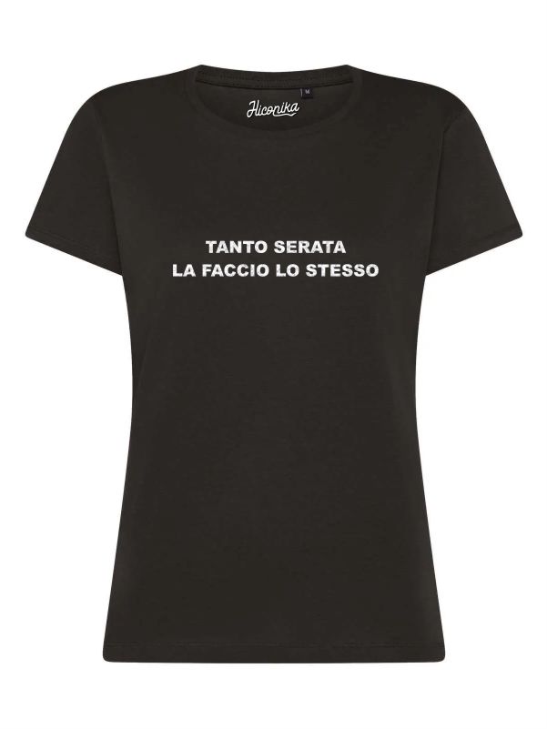 T-Shirt donna Lady 2.0 con la scritta “tanto serata la faccio lo stesso” in patch a rilievo – TW096 - immagine 4
