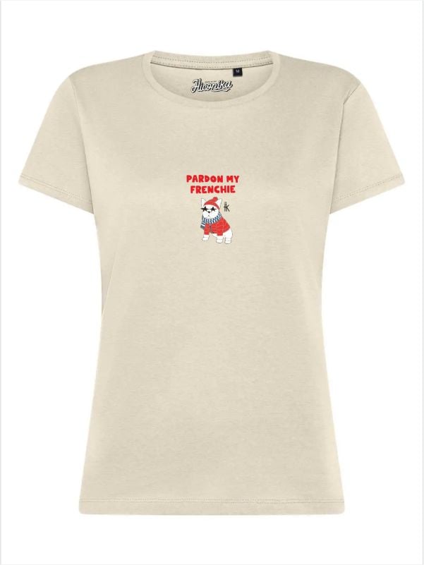 T-Shirt donna Lady 2.0 con un bulldog francese e la scritta “pardon my frenchie” in patch a rilievo – TW086 - immagine 3