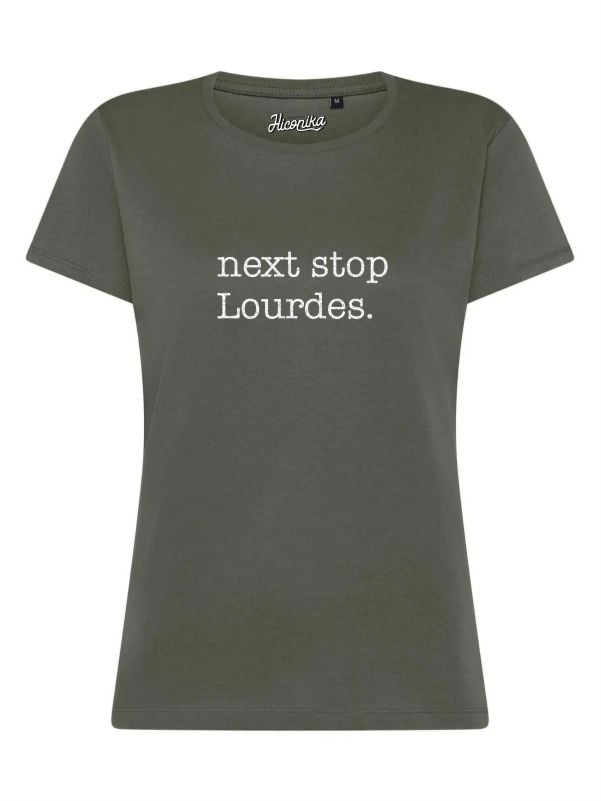 T-Shirt donna Lady 2.0 con la scritta “next stop Lourdes” in glitter – TW087 - immagine 2