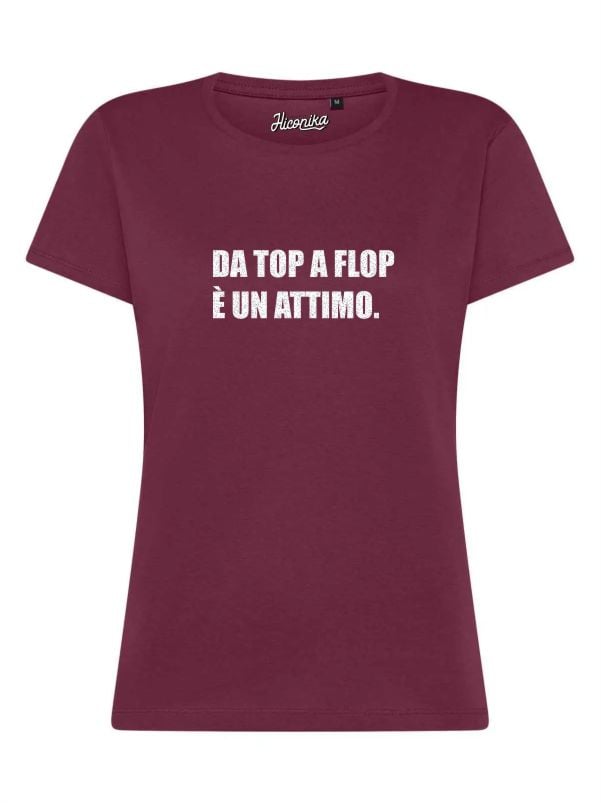 T-Shirt donna Lady 2.0 con la scritta “da top a flop” in glitter – TW075 - immagine 2
