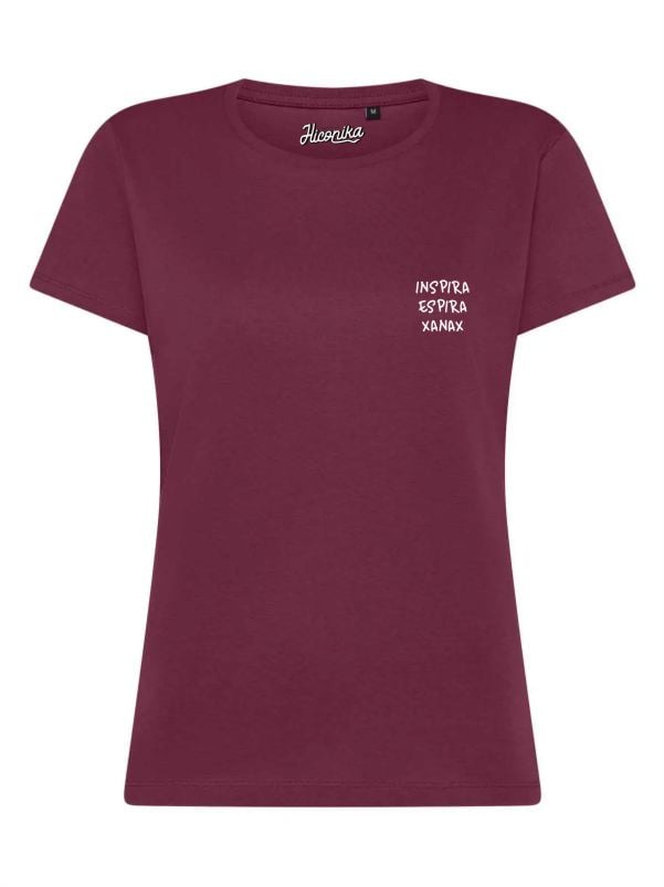 T-Shirt donna Lady 2.0 con la scritta “inspira espira xanax” in patch a rilievo lato cuore – TW083 - immagine 4