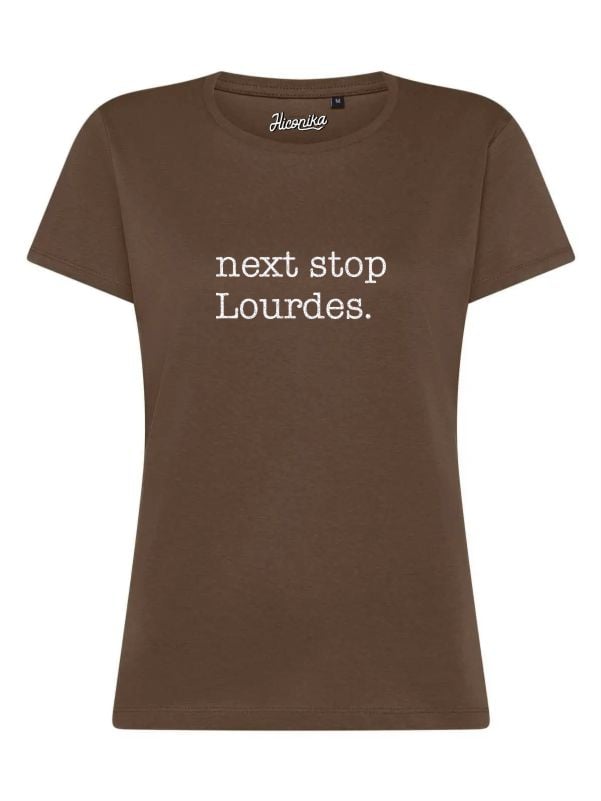 T-Shirt donna Lady 2.0 con la scritta “next stop Lourdes” in glitter – TW087 - immagine 3
