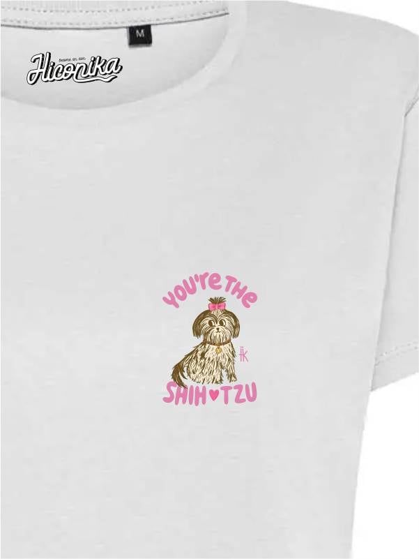 T-Shirt donna Lady 2.0 con un cane e la scritta “You're the shihtzu” lato cuore – TW073 - immagine 2