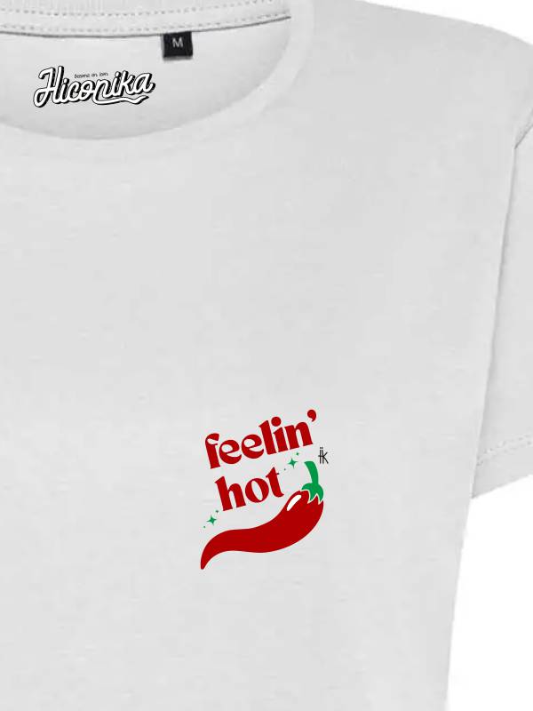 T-Shirt donna Lady 2.0 con un peperoncino e la scritta “feeling hot” lato cuore – TW089 - immagine 2
