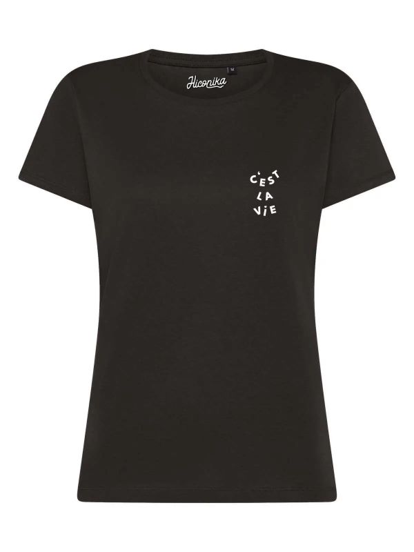 T-Shirt donna Lady 2.0 con la scritta “c'est la vie” in patch a rilievo lato cuore – TW101 - immagine 5