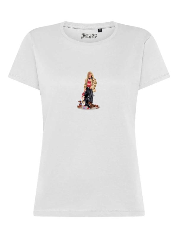 T-Shirt donna Lady 2.0 con una ragazza e un cane – TW106