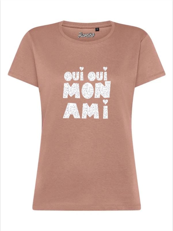 T-Shirt donna Lady 2.0 con la scritta “Oui, oui mon ami” in glitter – TW072 - immagine 2