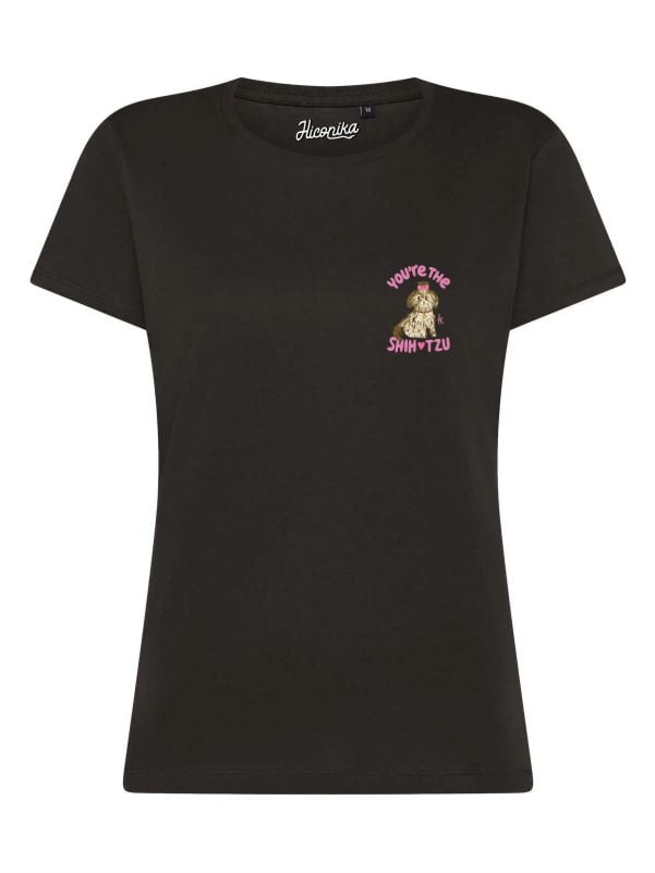T-Shirt donna Lady 2.0 con un cane e la scritta “You're the shihtzu” lato cuore – TW073 - immagine 5
