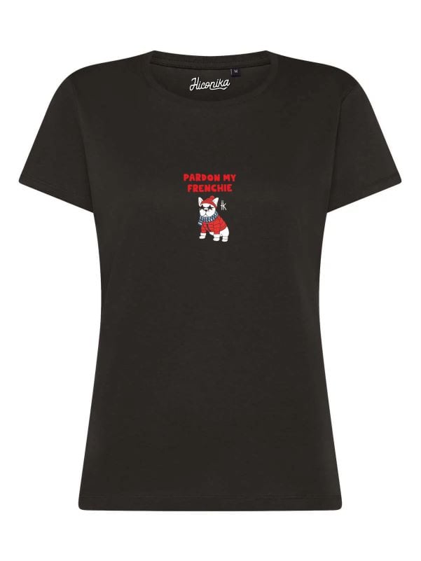 T-Shirt donna Lady 2.0 con un bulldog francese e la scritta “pardon my frenchie” in patch a rilievo – TW086 - immagine 5