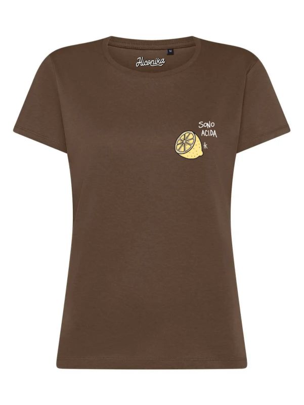 T-Shirt donna Lady 2.0 con un limone e la scritta “sono acida” lato cuore – TW088 - immagine 4