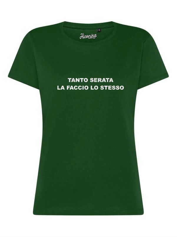 T-Shirt donna Lady 2.0 con la scritta “tanto serata la faccio lo stesso” in patch a rilievo – TW096 - immagine 2