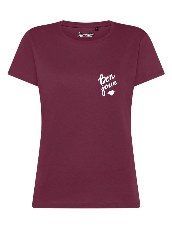 T-Shirt donna Lady 2.0 con la scritta “Bonjour” in patch a rilievo lato cuore – TW078 - immagine 4