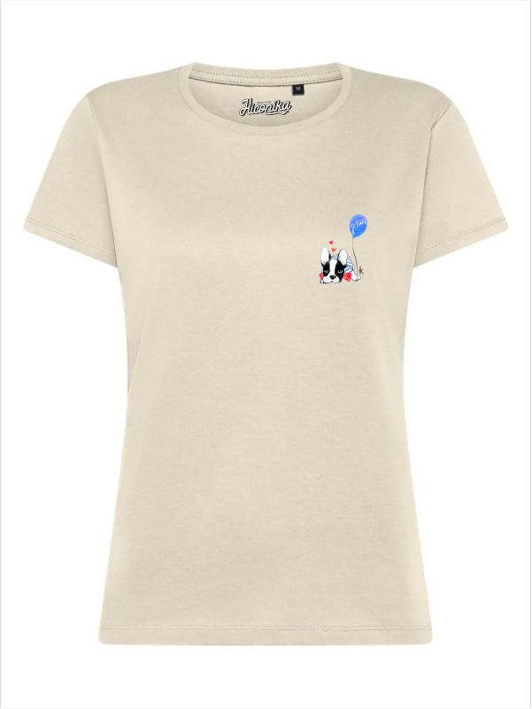 T-Shirt donna Lady 2.0 con un bulldog francese e un palloncino lato cuore – TW093 - immagine 3