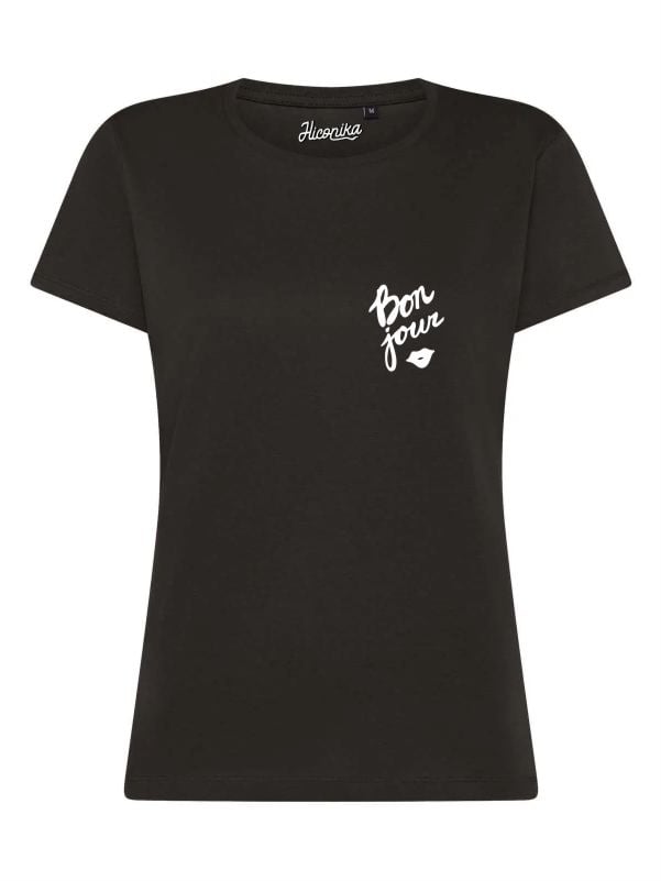 T-Shirt donna Lady 2.0 con la scritta “Bonjour” in patch a rilievo lato cuore – TW078 - immagine 5