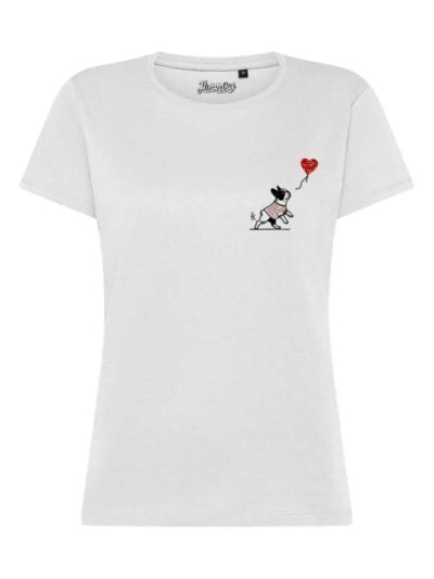 T-Shirt donna Lady 2.0 con un bulldog francese e un cuore in glitter lato cuore – TW103