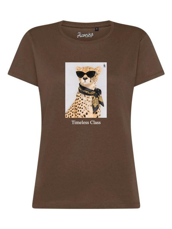 T-Shirt donna Lady 2.0 con un ghepardo fashion e la scritta “timeless class” – TW105 - immagine 3