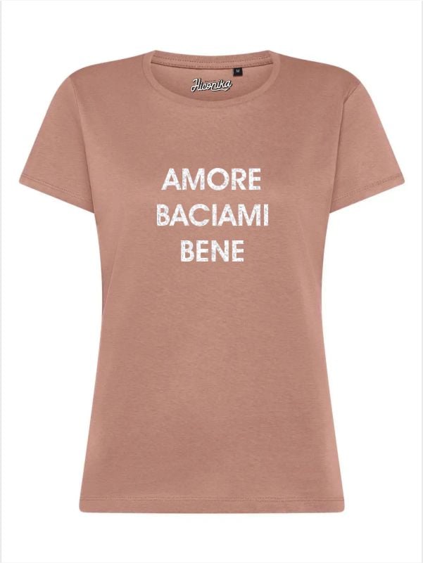 T-Shirt donna Lady 2.0 con la scritta “amore baciami bene” in glitter – TW098 - immagine 2