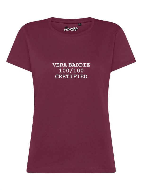 T-Shirt donna Lady 2.0 con la scritta “vera baddie 100/100 certified” in glitter – TW094 - immagine 3