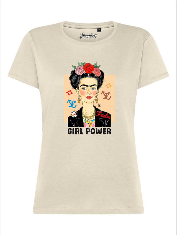 T-Shirt donna Lady 2.0 con Frida Khalo e la scritta “Girl Power” in glitter – TW095 - immagine 2
