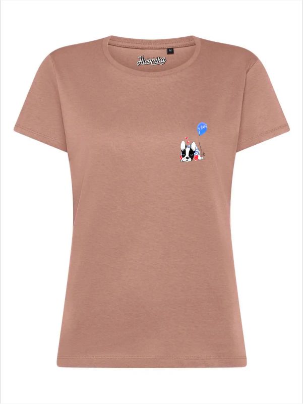 T-Shirt donna Lady 2.0 con un bulldog francese e un palloncino lato cuore – TW093 - immagine 4