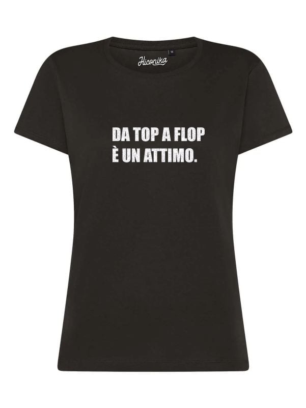 T-Shirt donna Lady 2.0 con la scritta “da top a flop” in glitter – TW075 - immagine 4