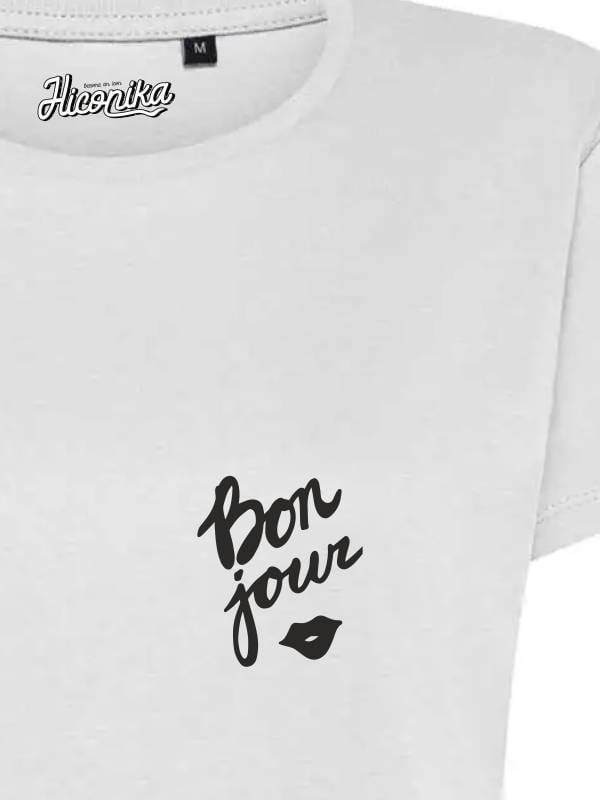T-Shirt donna Lady 2.0 con la scritta “Bonjour” in patch a rilievo lato cuore – TW078 - immagine 2