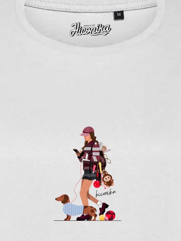 T-Shirt donna Lady 2.0 con una ragazza e un cane – TW082 - immagine 2