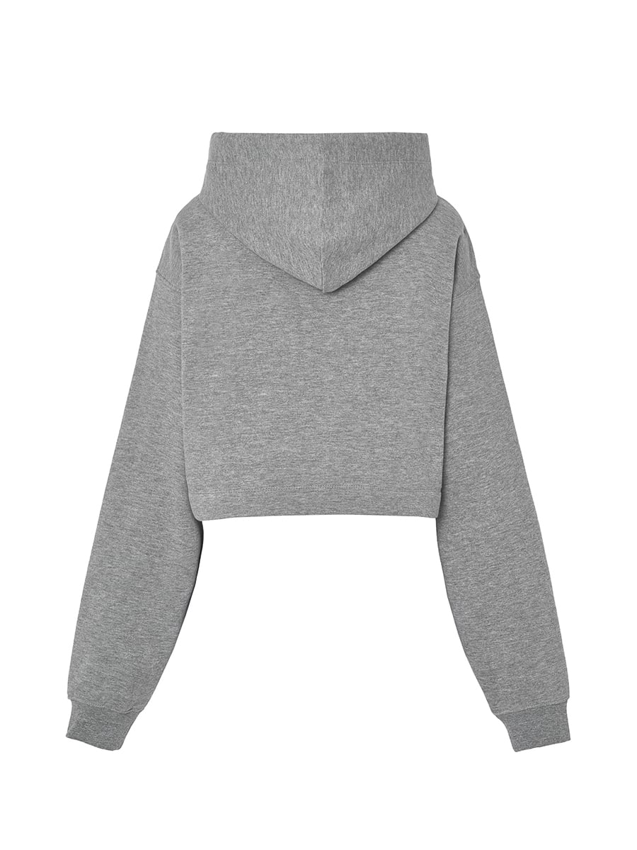 Felpa donna pesante cropped Bloom Grey Melange - BLOOM02 - immagine 3