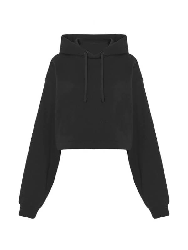 Felpa donna pesante cropped Bloom Black - BLOOM01