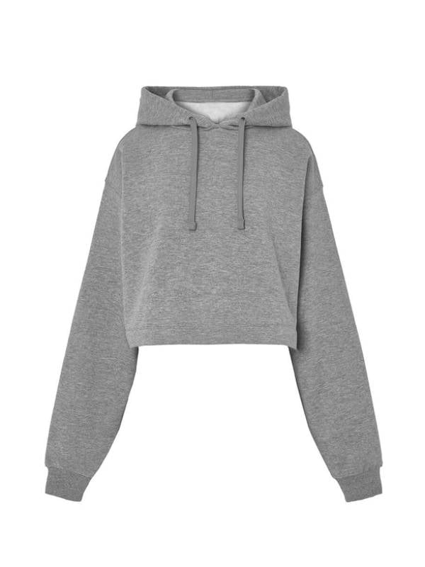 Felpa donna pesante cropped Bloom Grey Melange - BLOOM02